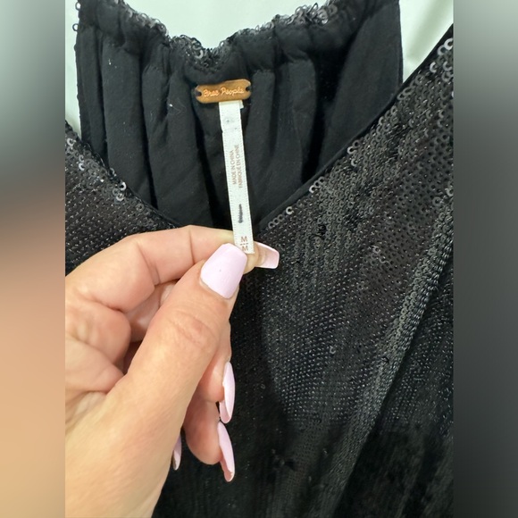 Sexy Free People Black Sequin Racerback, Spaghetti Strap Jumpsuit, Medium - NWOT - Picture 5 of 11